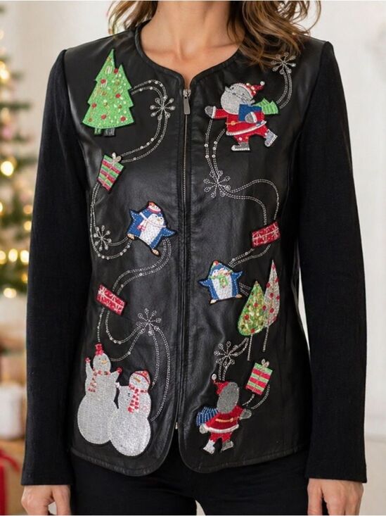 Peter Nygard Jackets & Blazers - Peter Nygård NWT Women’s Size M 2011 Limited Edition Christmas Leather Jacket PM